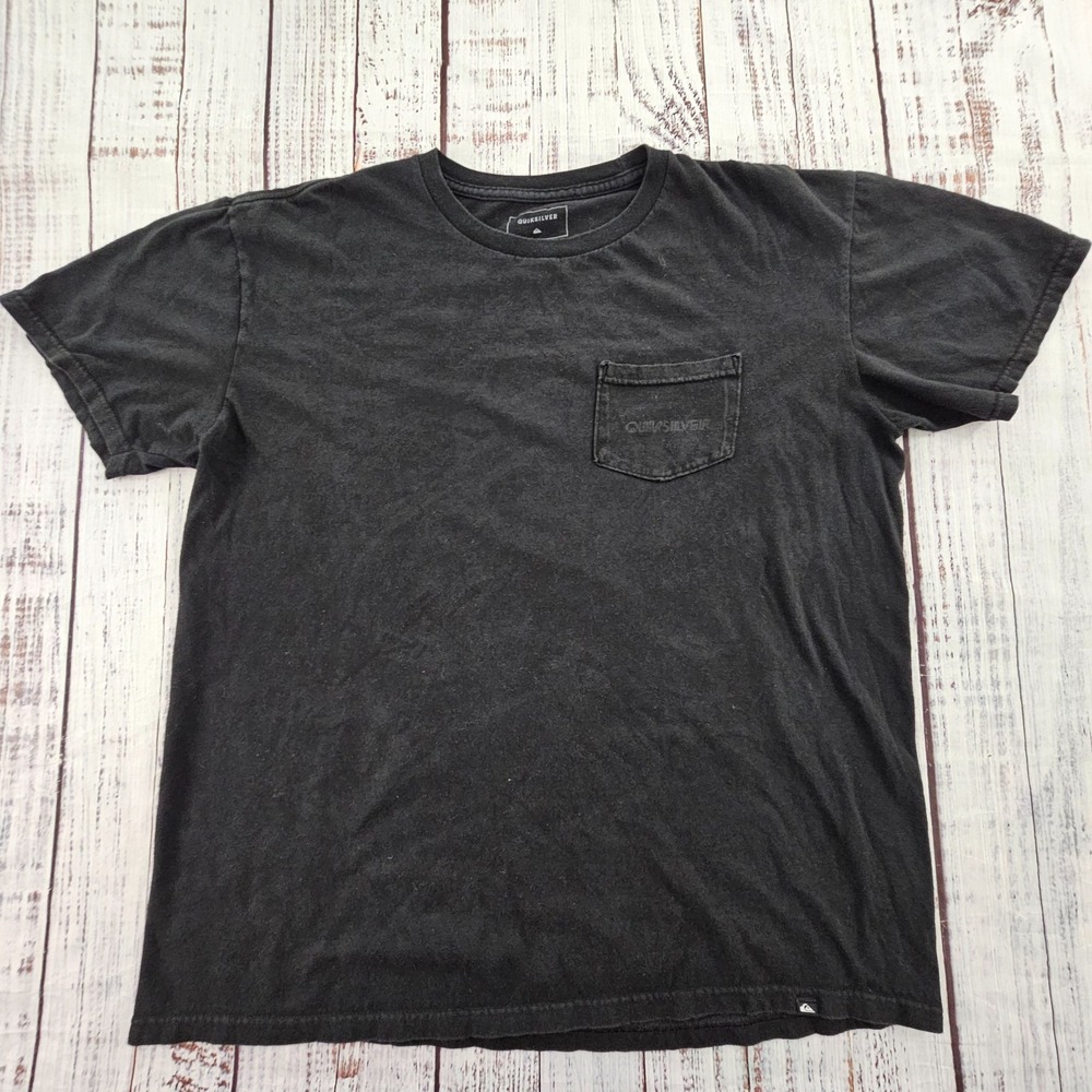 Quiksilver Black Short Sleeve Regular Fit Cotton Pocket T-Shirt Men's L